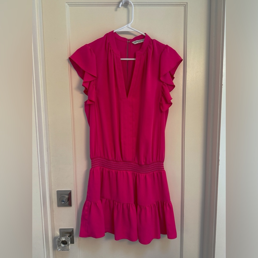 Amanda Uprichard Fuchsia Ruffle Mini Romper Dress Size Medium